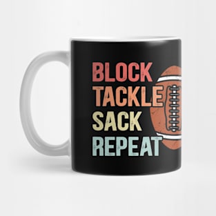 Block Tackle Sack Repeat retro Football Defensive Lineman Mug